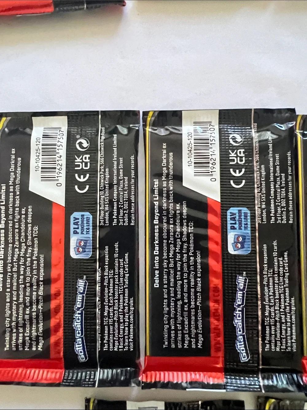 Pokemon Pitch Black Booster Packs - Yellow, Black, Purple, Red